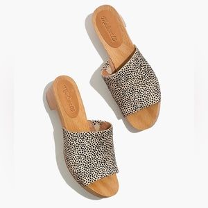 NWOT- Madewell: The Evelyn Slide Clog in Spotted Calf Hair